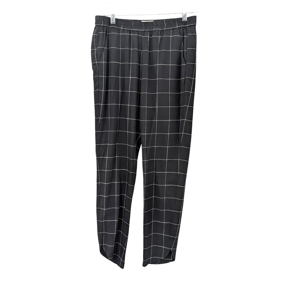 Marine Layer Black‎ Windowpane Plaid Tencel Pants Size Medium Minimalist Casual